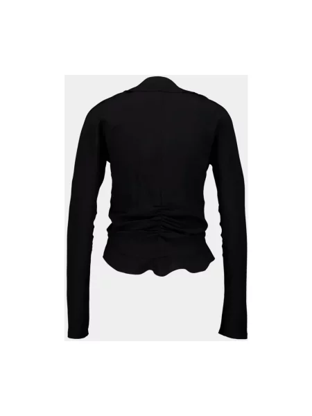 Jedwabny top Saint Laurent z falbankami czarny