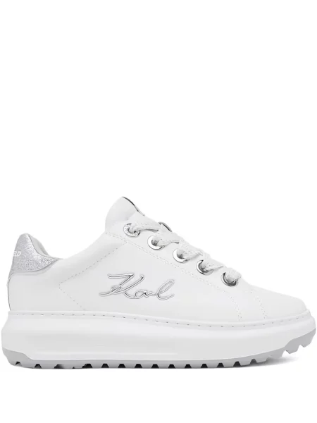 Sneakerși Karl Lagerfeld cu șireturi din dantelă alb