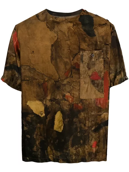Tricou Uma Wang cu imagine cu imprimeu abstract maro