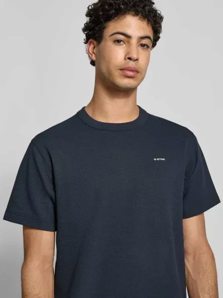 T-shirt o kroju regular fit z fakturowanym wzorem G-star Raw granatowa