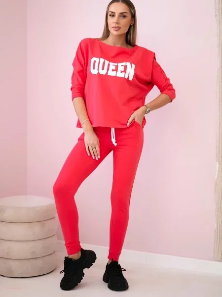 Komplet dresowy Kesi z nadrukiem czerwony