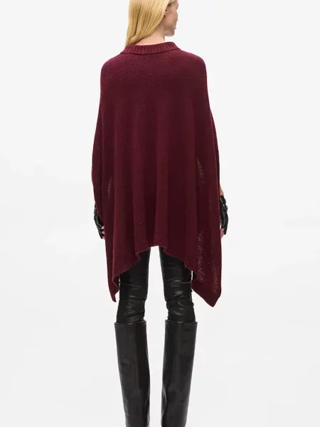 Вовняне пончо Karl Lagerfeld легке бордовий