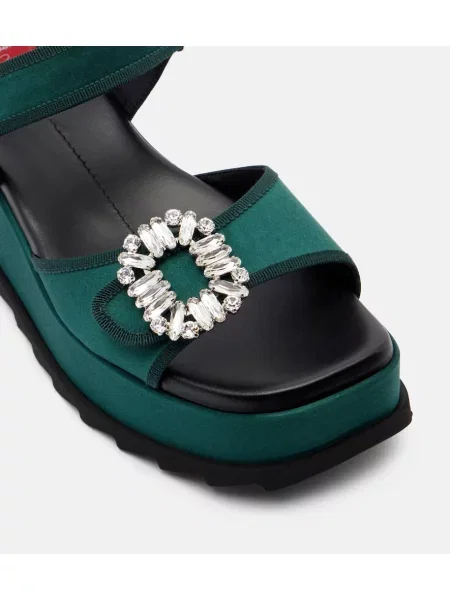 Sandale Roger Vivier din piele cu platformă verde