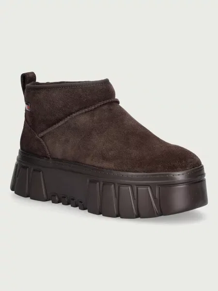 Tommy Jeans TJW SUEDE PLATFORM BOOTS WL cizme de zăpadă pentru femei din piele maro