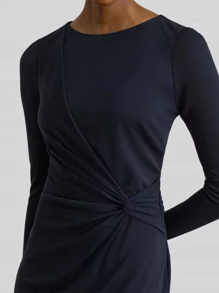 Dopasowana sukienki etui z wiązany detal Lauren Ralph Lauren granatowa