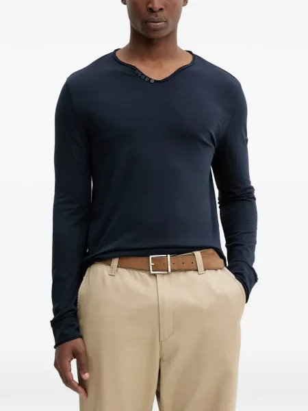 Tricou Zadig&voltaire cu guler henley albastru