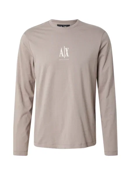 ARMANI EXCHANGE Tricou bej închis alb