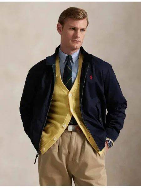 POLO RALPH LAUREN Bomber dzseki | regular fit bőr hozzáadásával kék