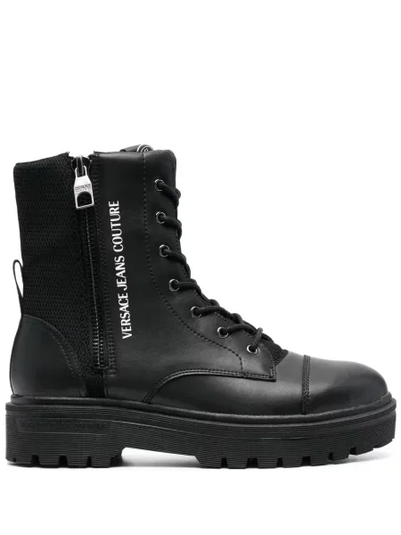 Botine Versace Jeans Couture cu șireturi din piele negru