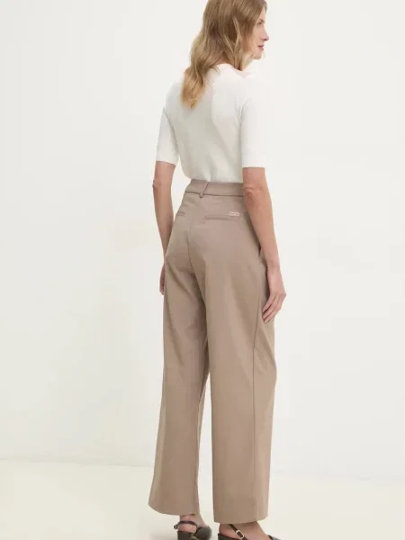 Kalhoty Calvin Klein Jeans široké high waist béžová