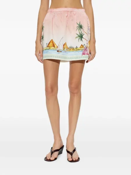 Fusta mini Casablanca cu imagine roz