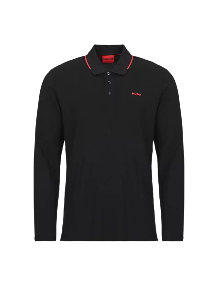 Polo majica Hugo z dolgimi rokavi črna