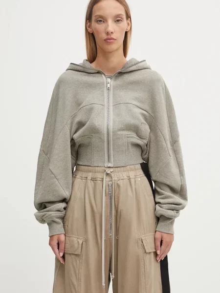 Rick Owens DRKSHDW bluză Collage Gimp cu glugă melanj gri