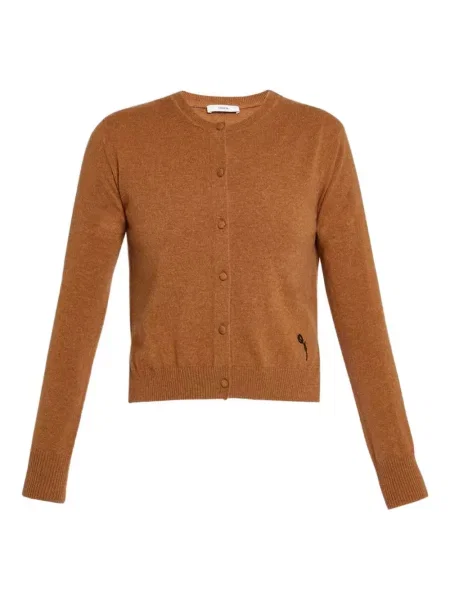 Cardigan Erdem cu decolteu rotund maro