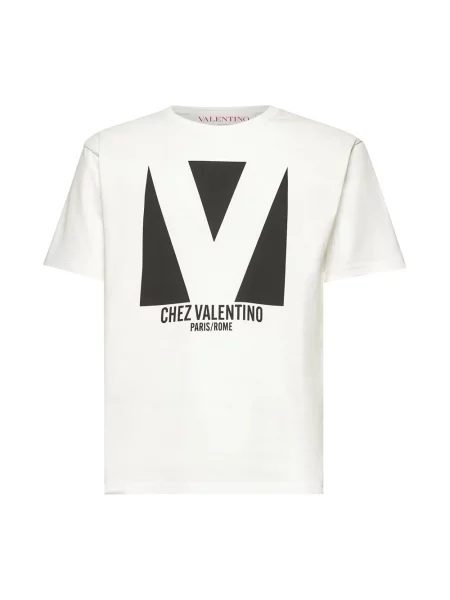 Lniana koszulka Valentino z logo biała