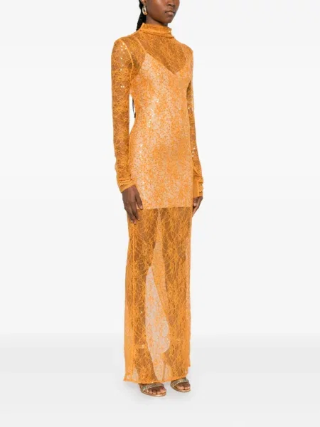 Rochie midi Patrizia Pepe cu paiete de costum portocaliu