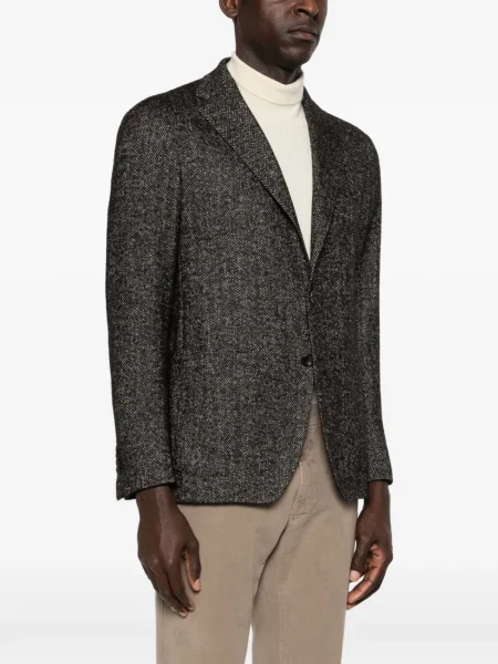Sacou Tagliatore cu model herringbone cu un singur rând de nasturi negru