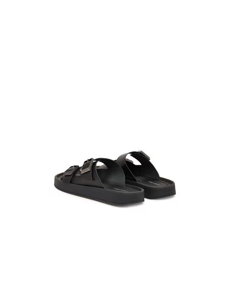 Šlepetės Calvin Klein Ergon Double Bar Sandal Lth juoda