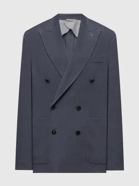 Двобортний піджак з льону у візерунок Peserico зелений