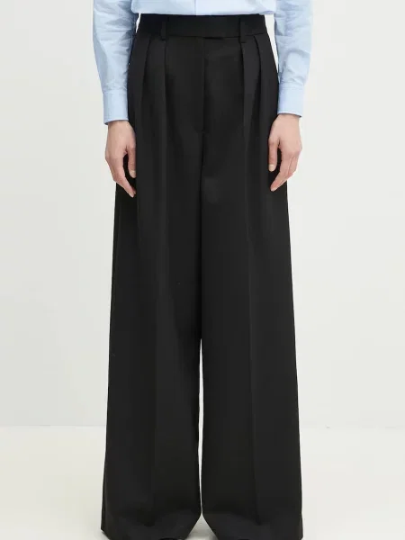 Anine Bing spodnie Lou Trouser szerokie high waist czarny
