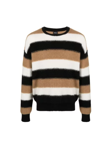 Dzianinowy sweter Hugo Boss z paskiem czarny