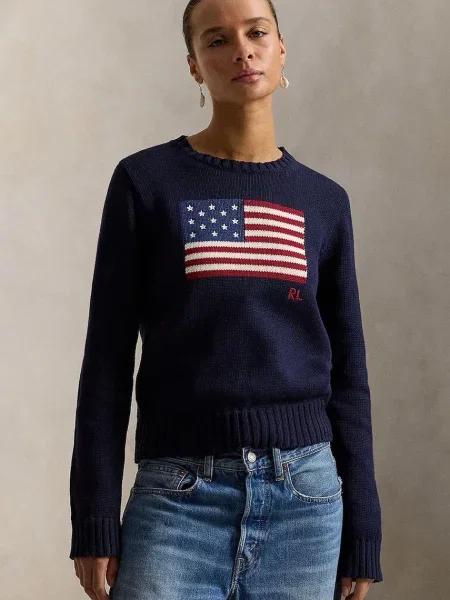 Polo Ralph Lauren Bombažen pulover modra