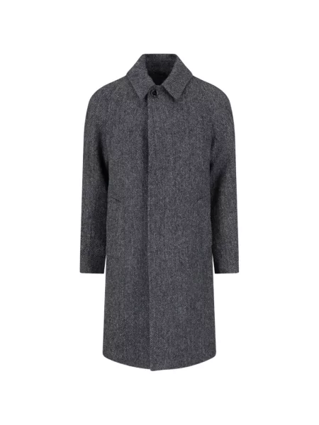 Palton Lardini de lână cu model herringbone gri