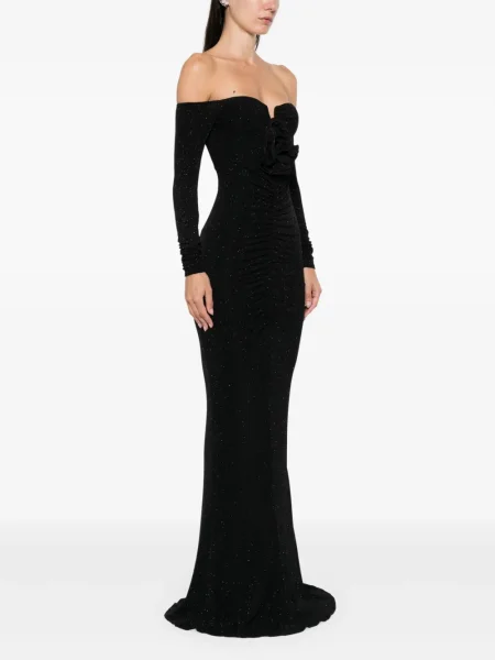 Rochie Nissa cu model floral negru
