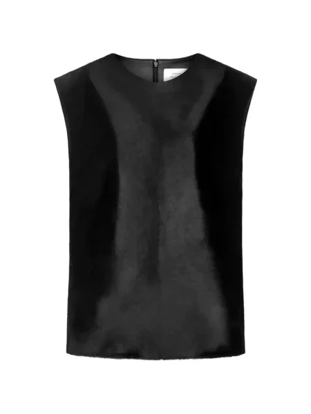 Bluză Loulou De Saison din piele fără mâneci negru