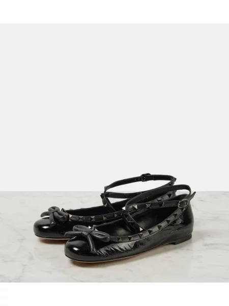 Balerini Valentino Garavani din piele negru