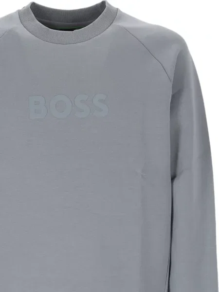 Hanorac crewneck Boss cu autograf gri