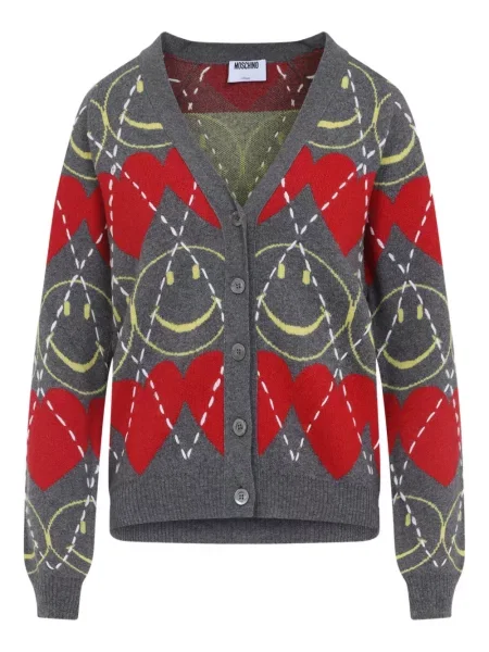 Cardigan Moschino cu motiv cu inimi gri