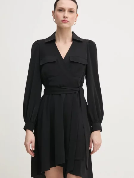 Dkny sukienka mini rozkloszowana czarny