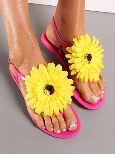 Sandale Șlapi cu Floare Tristiva roz