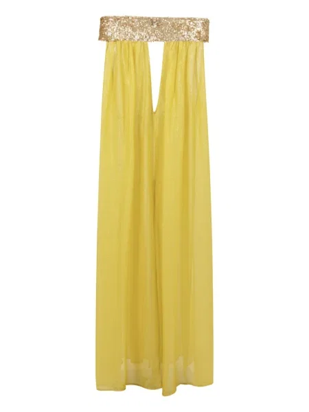 Rochie maxi Sana Osmani cu paiete de costum galben