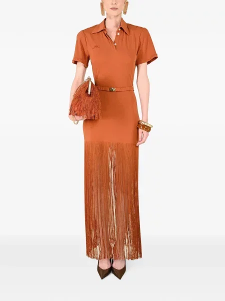 Rochie maxi Rowen Rose cu franjuri roz