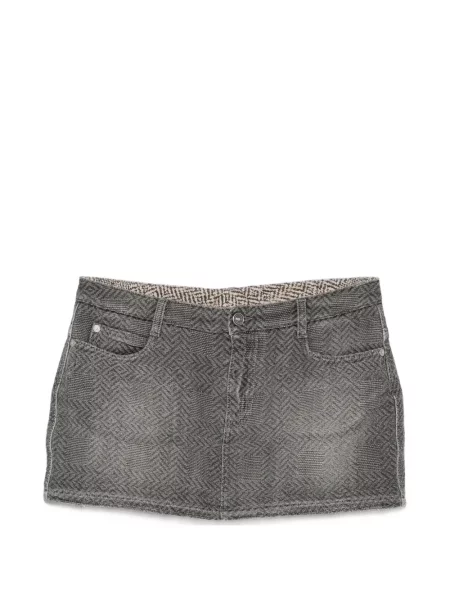 Fustă din denim Ermanno Scervino cu model herringbone gri