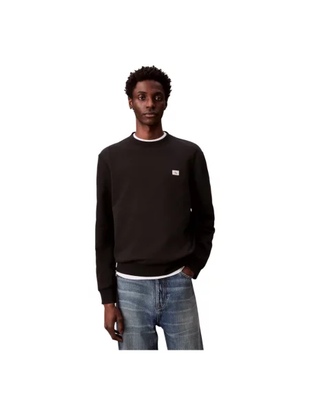 Bluza z detalem z logo i okrągłym dekoltem Calvin Klein Jeans czarna