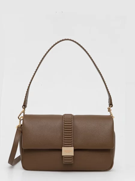 Twinset geantă crossbody pentru femei cu imitație de piele maro
