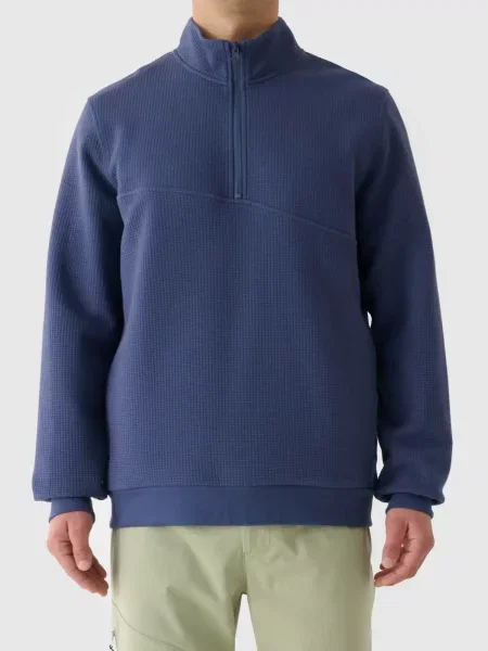 4F bluza z dzianiny o waflowym splocie z zamkiem XL niebieski
