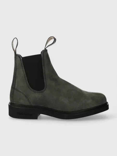 Blundstone botine din piele intoarsa femei gri cu plat negru
