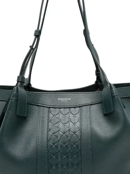 Geantă shopper Serapian din piele verde