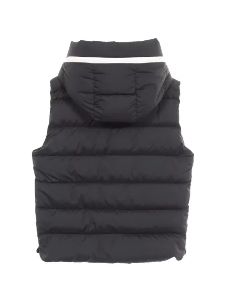 Vestă din puf Moncler cu glugă negru