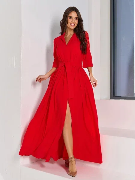Сукня максі ISSA Plus комбінований верх червоний