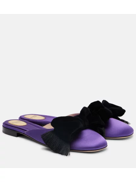 Papuci Valentino Garavani cu funde din satin violet