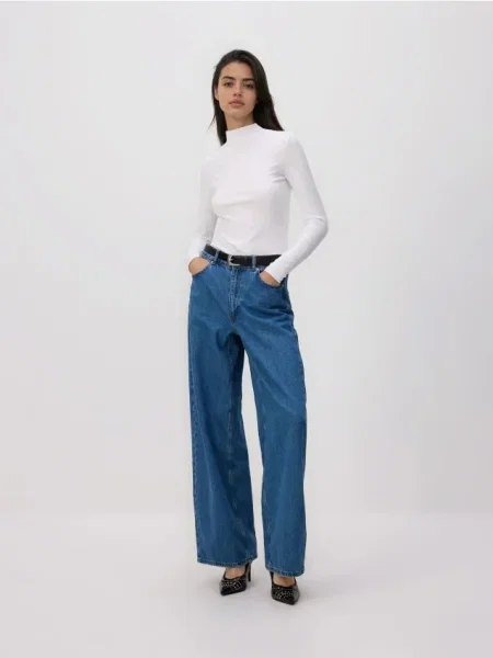 Reserved Tricou cu mânecă lungă cu conținut ridicat de modal alb