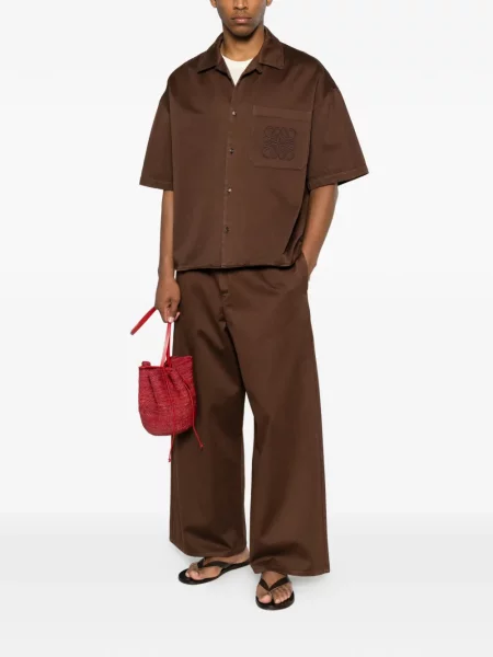 Pantaloni Loewe cu broderie maro