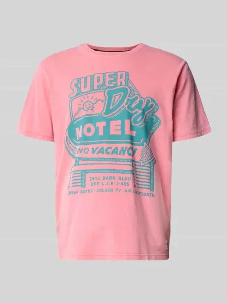 T-shirt o kroju loose fit z nadrukiem z logo model Roadside Trade' Superdry