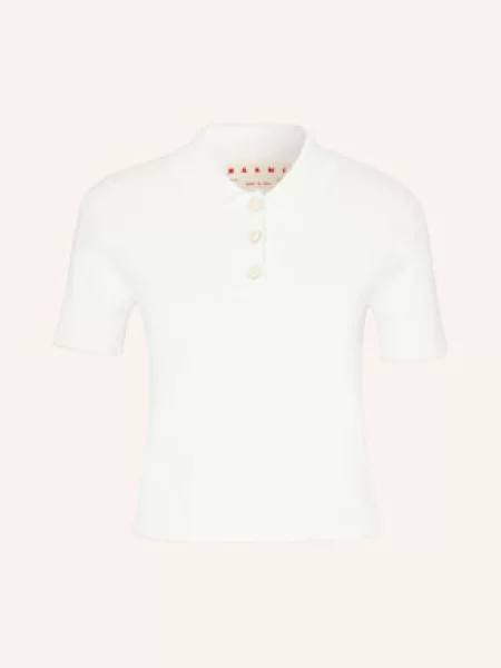 Marni Koszulka Polo Z Dzianiny weiss białe