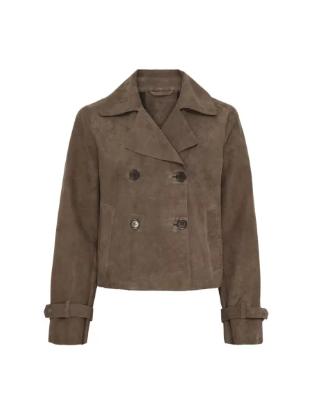 Krótka kurtka Notyz zamszowa brązowa